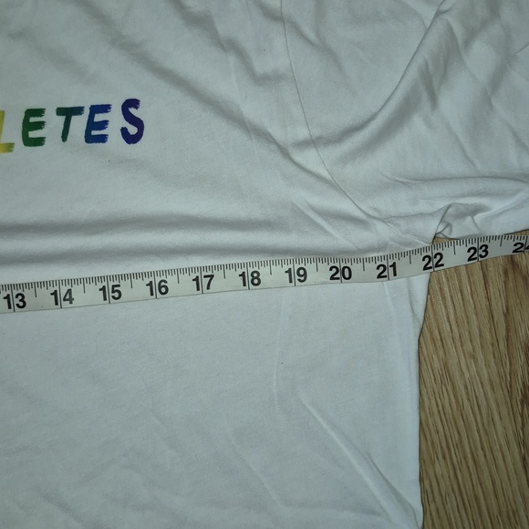 NWOT Under Armour White Tee with Rainbow "Love All Athletes" Text - Picture 3 of 3